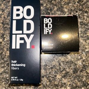 BOLDIFY Hairline Powder and Hair Thickening Fibers Bundle Dark Brown NEW